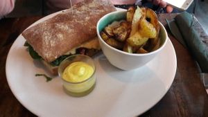 Sandwich with sideorder of fries  at Venchi in Odense