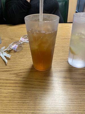 Flax tea with cinnamon   at Leonor's Mexican Restaurant in North Hollywood