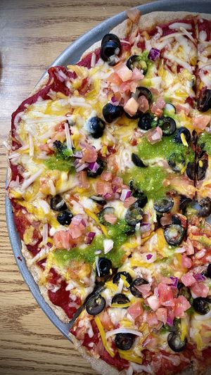 Delicious pizza!   at Leonor's Mexican Restaurant in North Hollywood