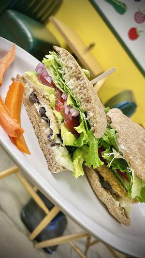 Joy's Golden Nugge
Avocado Slices, cheese, siced chick’en olives, onions, 
"Sandwich Stuffing" absolutely delicious 🤤   at Leonor's Mexican Restaurant in North Hollywood