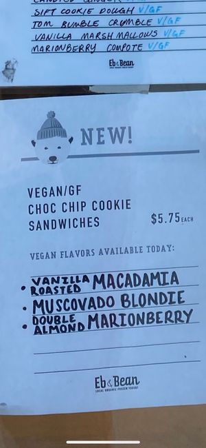 Vegan chocolate chip cookie sandwiches available too at Eb & Bean - Division  in Portland