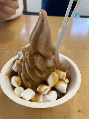 Earl grey pomegranate with caramel sauce, marshmallows, and gummy bears!   at Eb & Bean - Division  in Portland