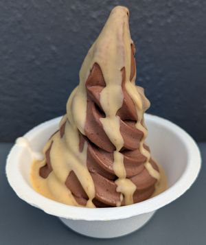 Chocolate Hazelnut Pudding with peanut butter magic shell at Eb & Bean - Division  in Portland