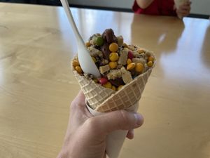 Chocolate hazelnut with vegan m&m, and cookie dough topping   at Eb & Bean - Division  in Portland