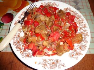 Salad from grilled vegetables. at CostelHostel in Rosu