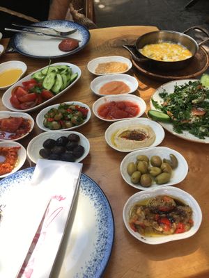 Breakfast selection with homemade jam and hazelnut spread   at Dogaciyiz Organik Gourmet in Istanbul