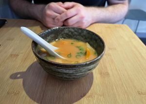 Miso soupp  at MakiMaki Sushi Green in Cologne