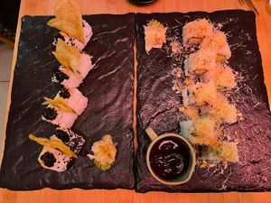 Hot Mushroom Aioli & Soft fried tofu tempura #Veganuary at MakiMaki Sushi Green in Cologne