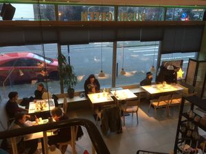 Seating, first floor at MakiMaki Sushi Green in Cologne