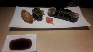 Sushi with fermented soy beans at MakiMaki Sushi Green in Cologne
