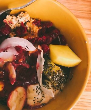 Açaí bowl close up (lots of  toppings!) at Coffee&Cake in Zadar