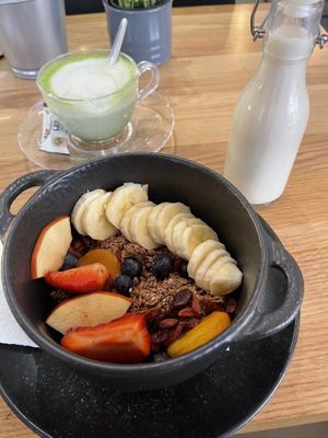 Cereal with fruit and almond milk (on request)  at Coffee&Cake in Zadar