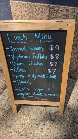 Lunch menu at Bookface Cafe in Port Macquarie