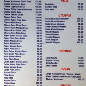 menu at Garden Cafe in Kolkata