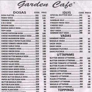 menu at Garden Cafe in Kolkata