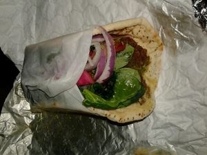 Italian vegan falafel sandwich  at Saca's Mediterranean Cuisine in Claremont