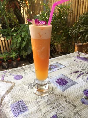 Orange pineapple carrot shake at Jungle Kitchen in Ao Nang