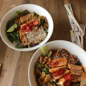 Malay & Sepul bowls at Pineana - Pineapple Crush in Avalon Beach