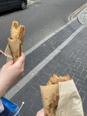 vegan sausage roll and wholemeal pastry at Our Cornish Pasty Shop in Brighton