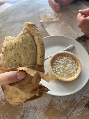 Vg chicken and leek pasty and lemon tart  at Our Cornish Pasty Shop in Brighton
