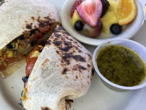 Hippy Breakfast Burrito add faux sausage at The Bee & The Biscuit in Pungo