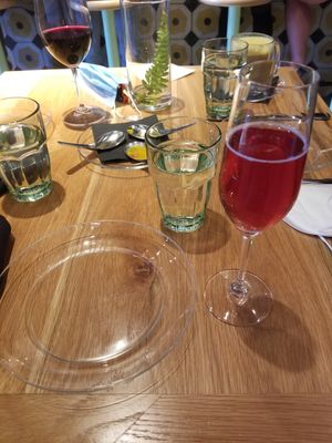 Pomegranate mimosa at Pharm Table in San Antonio