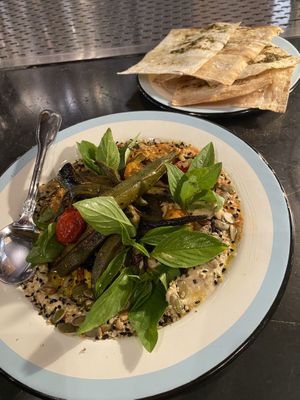 Hummus appetizer with flatbread   at Pharm Table in San Antonio