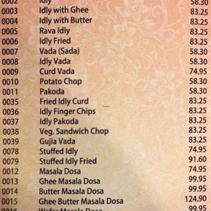 menu at Anand in Kolkata