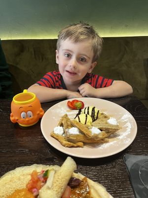 Waffles with ice cream  at Mooshka in Amsterdam