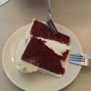 do not miss the red velvet cake  at Mooshka in Amsterdam