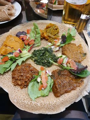 The famous and delicious injera at Mooshka in Amsterdam