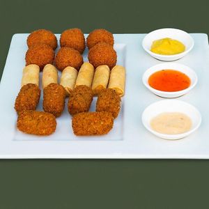 Bitterballs springrolls and Masala croquettes  at Mooshka in Amsterdam