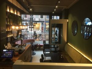 Inside the restaurant at Mooshka in Amsterdam