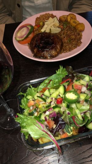 loaded fries and fried rice  at Mooshka in Amsterdam