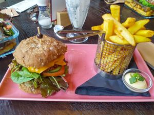 Caribbean burger at Mooshka in Amsterdam