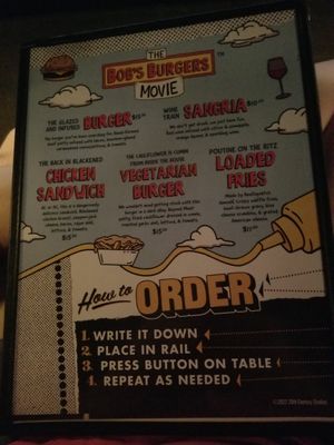 Menu at Alamo Drafthouse Cinema in San Antonio