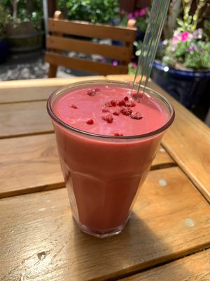 Raspberry smoothie at Brown Sugar Cafe in Taihape