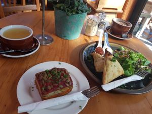 Vegan lasagne and somosas at Brown Sugar Cafe in Taihape