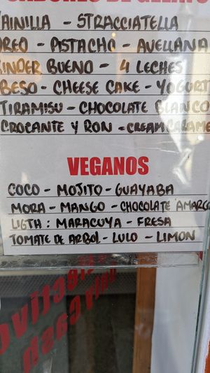 Vegan choices at Gelateria Tramonti in Cartagena