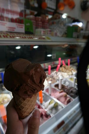 Chocolate ice cream at Gelateria Tramonti in Cartagena
