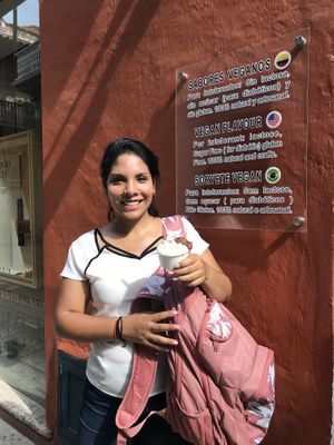 Me. Super happy with my vegan ice cream.  at Gelateria Tramonti in Cartagena