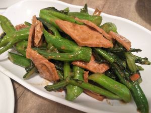 Beef and kale in satay sauce at Vegetarian Kitchen 素食園坊 in Hong Kong Island