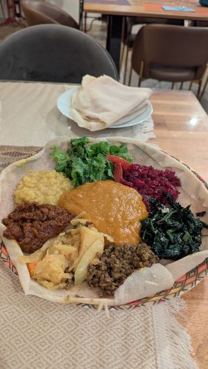 Vegan variety plate at Awash in Geneva
