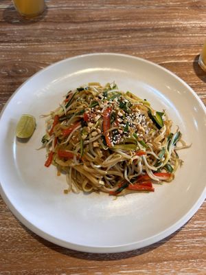 Pad thai was okay, but not my favourite  at Bodhi Leaf Eatery in Denpasar