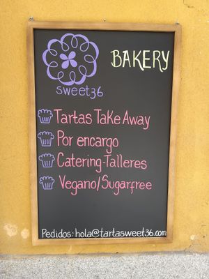 Outside sign at Sweet36 in Madrid