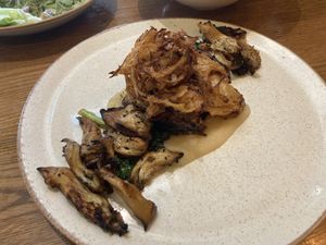 Chicken in the woods (oyster mushrooms)  at Four One Six (416) in Tel Aviv