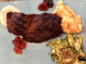 Vegan steak at Four One Six (416) in Tel Aviv