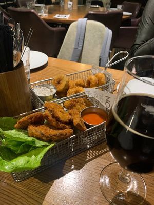 Calamari and buffalo wings  at Four One Six (416) in Tel Aviv