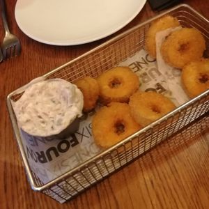 king oyster mushroom calamari at Four One Six (416) in Tel Aviv