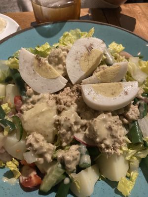 Tuna salad with an egg!! (All vegan)  at Four One Six (416) in Tel Aviv